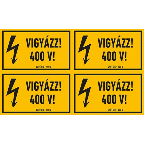 Vigyázz! 400V ! Vinil ,Öntapadó  100x60