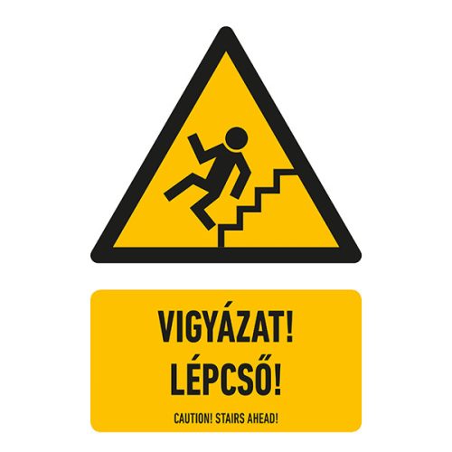 Vigyázat! Lépcső! Vinil Öntapadó 160x250